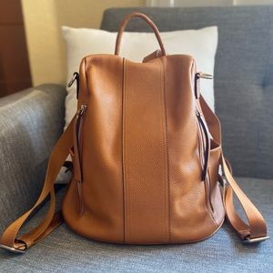 S-ZONE Soft Leather Antitheft Backpack